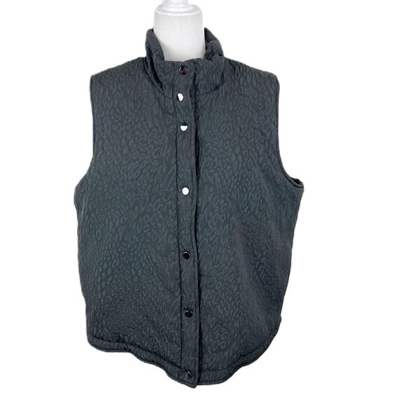 Weekends by Chico's Puffer Vest Women Extra Large Grey Snap Button Outerwear - Picture 1 of 14